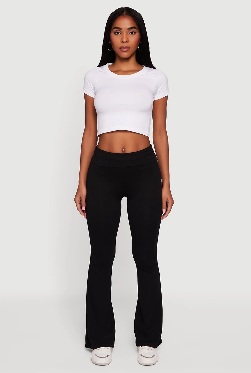 Fold Over Boot Cut Casual Pants