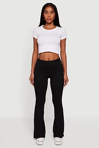 Fold Over Boot Cut Casual Pants