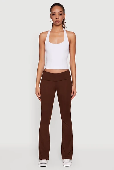 Fold Over Boot Cut Casual Pants