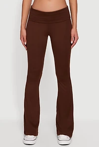 Womens Fold Over Boot Cut Casual Pants, Brown, Size XL