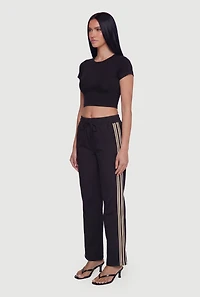 Side Stripe Drawstring Waist Straight Leg Track Pants