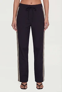 Side Stripe Drawstring Waist Straight Leg Track Pants
