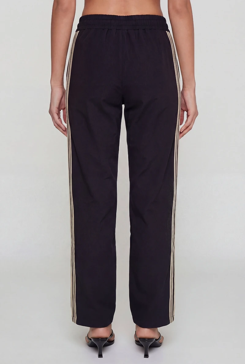 Side Stripe Drawstring Waist Straight Leg Track Pants