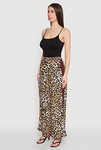 Womens Varsity Stripe Leopard Print Pants, Brown,