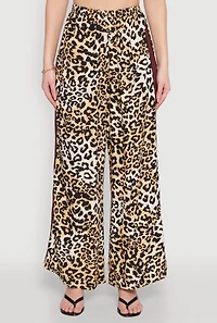 Womens Varsity Stripe Leopard Print Pants, Multi, Size M