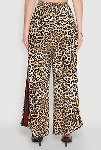 Womens Varsity Stripe Leopard Print Pants, Multi, Size S