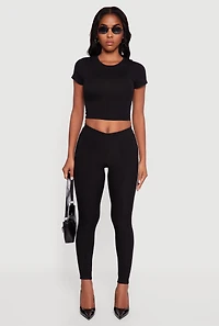 Womens Mid Rise Skinny Leg Pants with Side Stripe, Black,