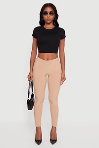 Womens Mid Rise Skinny Leg Pants with Side Stripe, Khaki, Size S