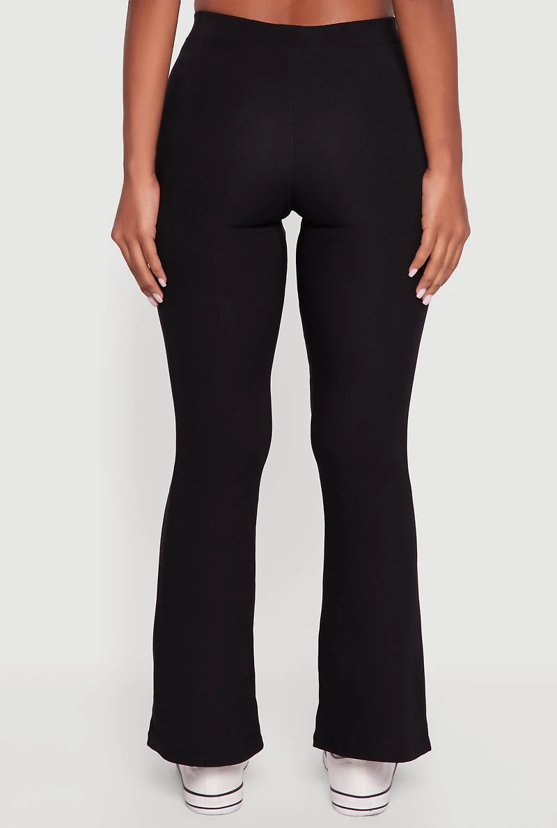 Womens Body Contour Side Stripe Flare Pants, Black, Size L