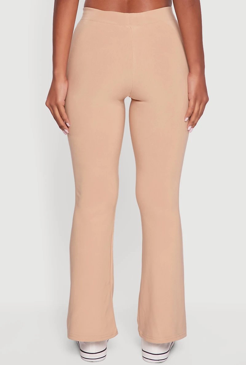 Womens Body Contour Side Stripe Flare Pants, Khaki, Size M