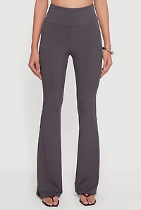 Ribbed Knit High Waisted Flare Leg Pants