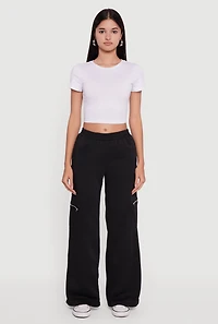 Womens Trendy Cargo Pocket Pull On Pants, Black, Size XL