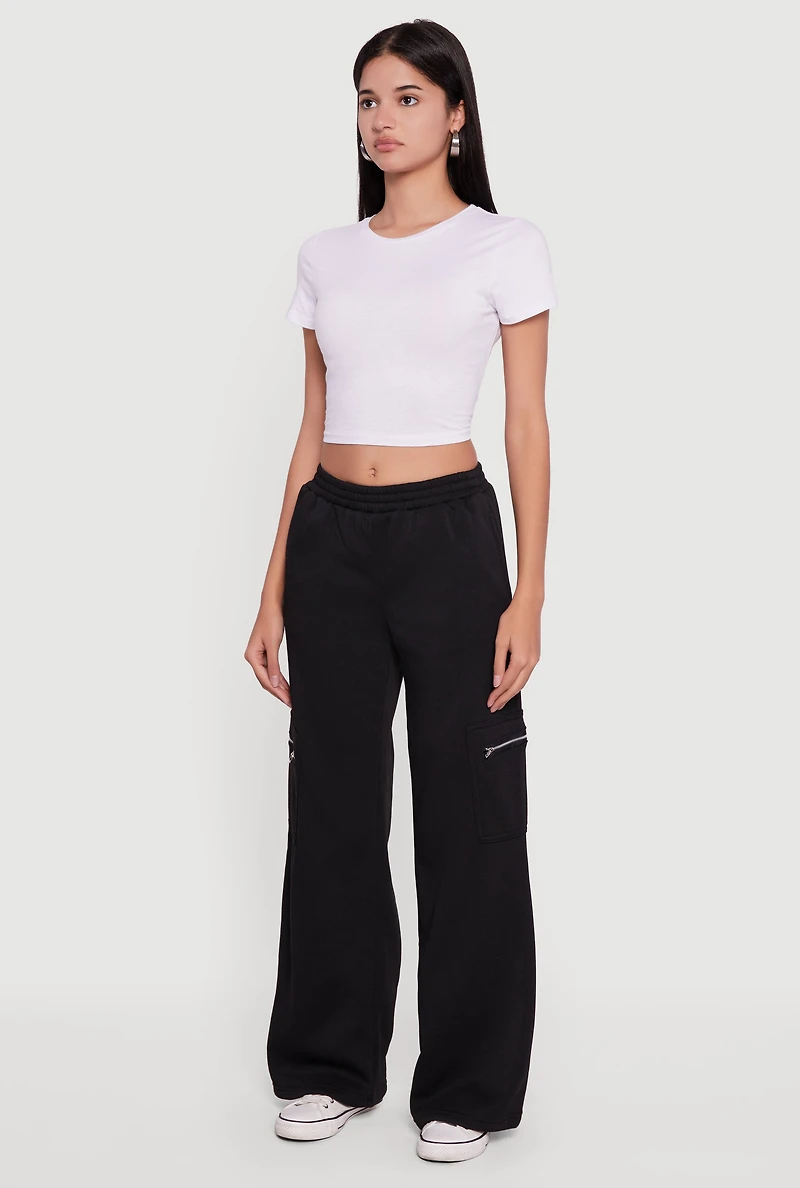 Womens Trendy Cargo Pocket Pull On Pants, Black, Size XL