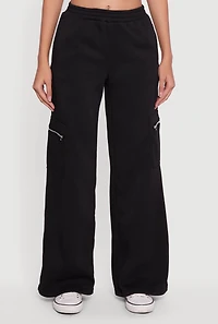 Womens Trendy Cargo Pocket Pull On Pants, Black, Size XL