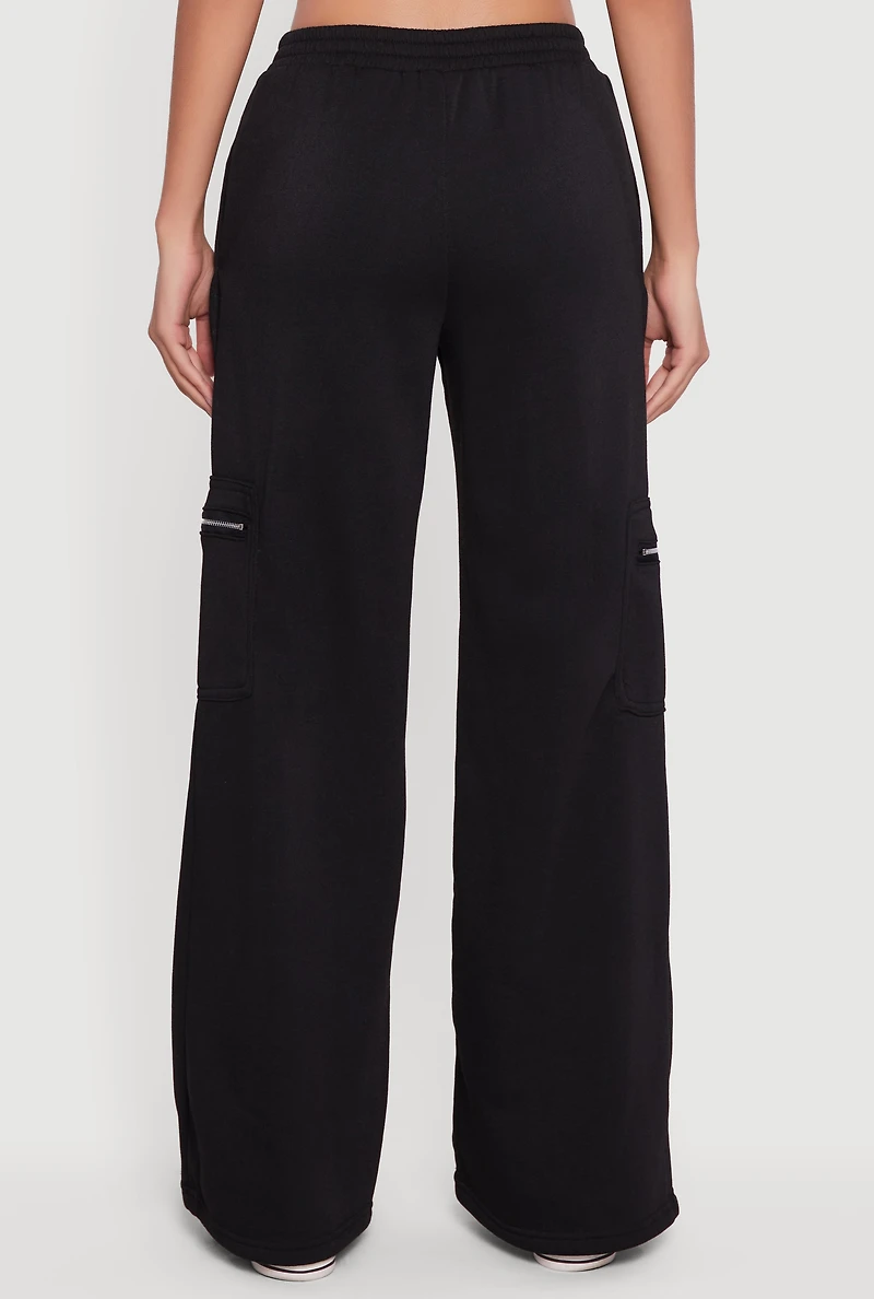 Womens Trendy Cargo Pocket Pull On Pants, Black, Size XL