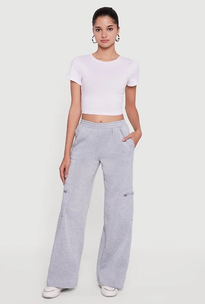 Womens Trendy Cargo Pocket Pull On Pants, Grey, Size XL