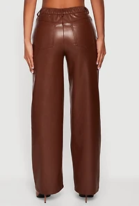 Faux Leather High Waisted Straight Leg Dress Pants