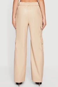 Faux Leather Straight Leg Utility Pants