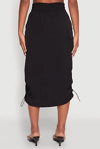Womens Toggle Drawstring Nylon Cargo Skirt,