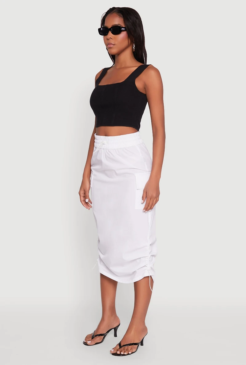 Toggle Drawstring Nylon Cargo Skirt