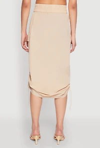 Womens Toggle Drawstring Nylon Cargo Skirt, Khaki, Size M