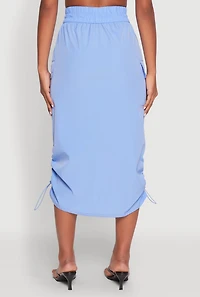 Womens Toggle Drawstring Nylon Cargo Skirt, Blue, Size M