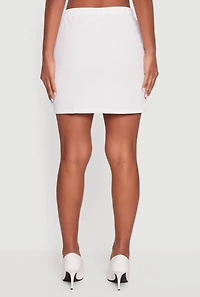 3D Flower Metallic Detail Side Ruched Mini Skirt