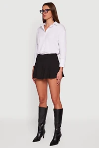Ponte Lined Pleated Mini Skirt