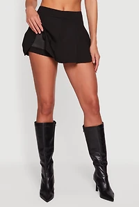 Ponte Lined Pleated Mini Skirt