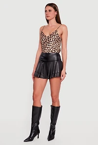 Faux Leather Ruffle Tiered Skort