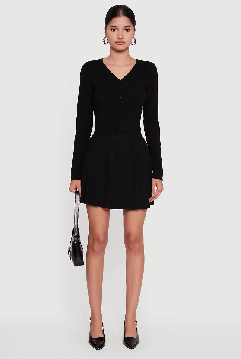 High Waisted Pleated Mini Skirt