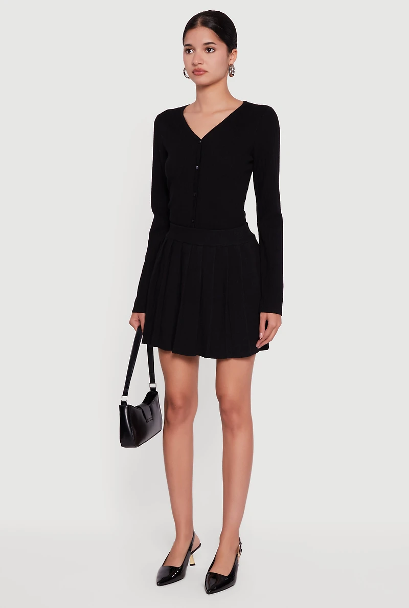 High Waisted Pleated Mini Skirt