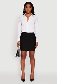 Womens High Waisted Mini Pencil Skirt, Black, Size M