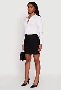 Womens High Waisted Mini Pencil Skirt, Black, Size M