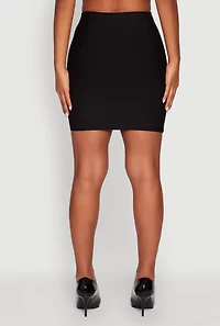 Womens High Waisted Mini Pencil Skirt, Black, Size M