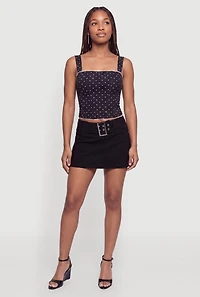 Grommet Belted Front Mini Skort