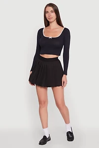 Womens Trendy High Waisted Pleated Mini Skirt,