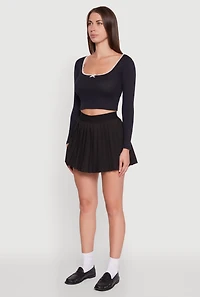 Womens Trendy High Waisted Pleated Mini Skirt,