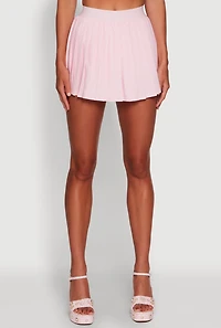 Womens Trendy High Waisted Pleated Mini Skirt, Pink, Size S