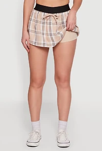 High Waisted Plaid Pleated Mini Skirt