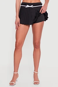Womens Bow Detail Pleated Skort,