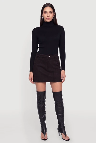 Faux Suede High Waisted Pencil Skirt