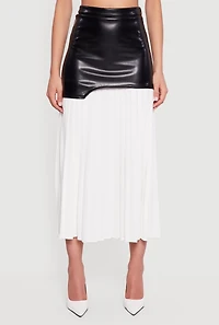 Asymmetrical Faux Leather Drop Waist Pleated Skirt