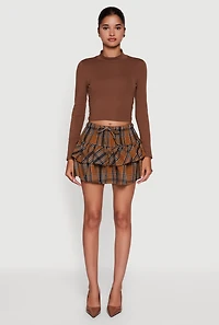 Plaid Flannel Mini Tiered Skirt with Ruffles