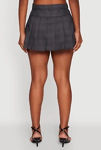 Tie Waist Belted Mini Plaid Pleated Skirt