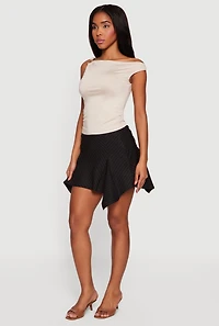 Pinstripe Handkerchief Hem Mini Skirt