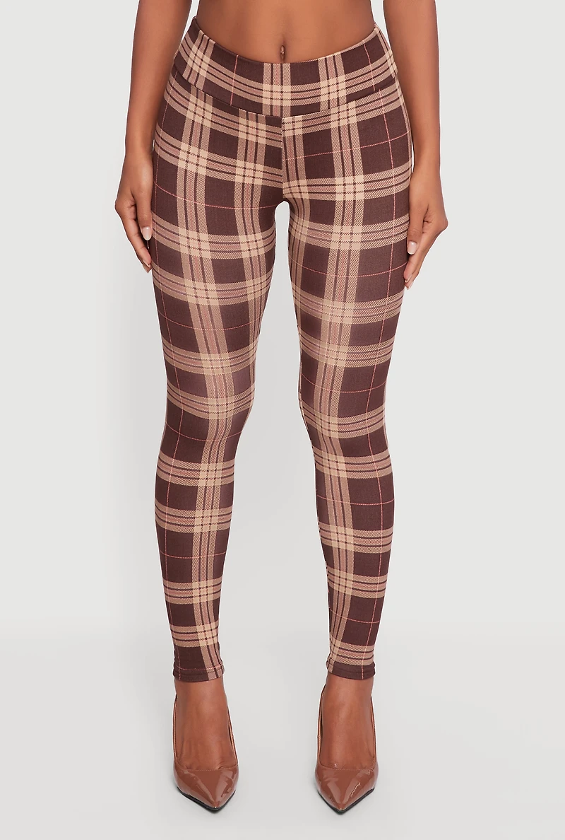 Womens Patterned Fleece Lined Leggings,