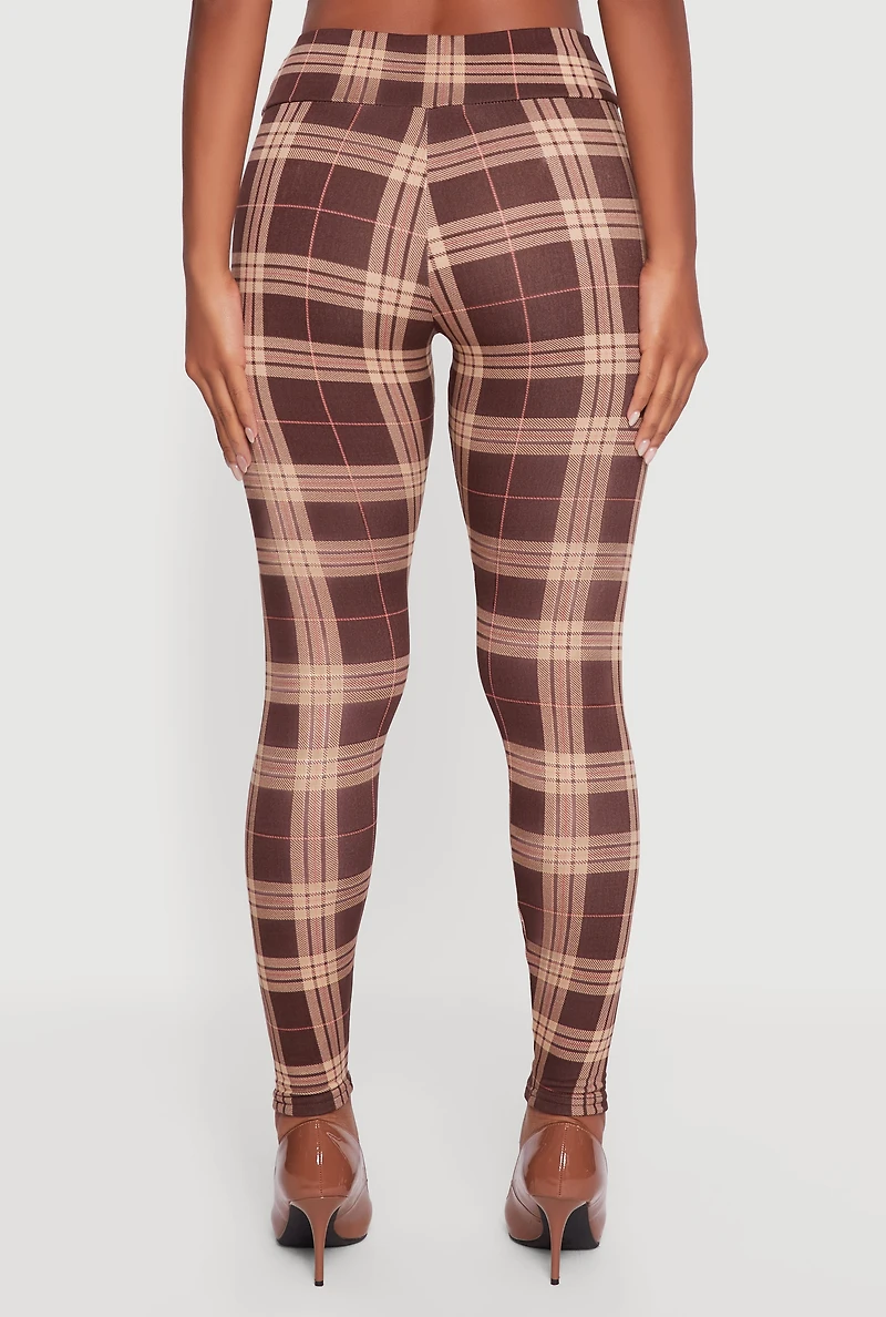Womens Patterned Fleece Lined Leggings,