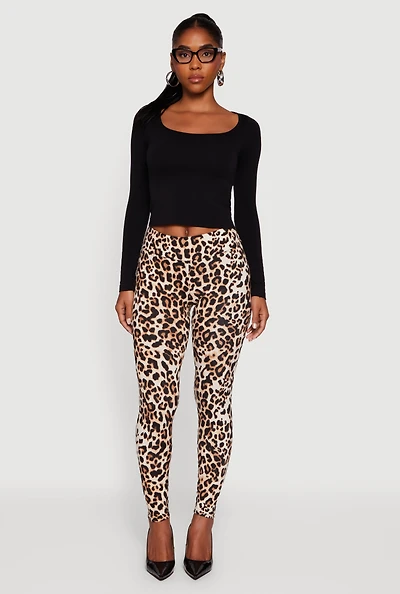 Womens Patterned Fleece Lined Leggings,