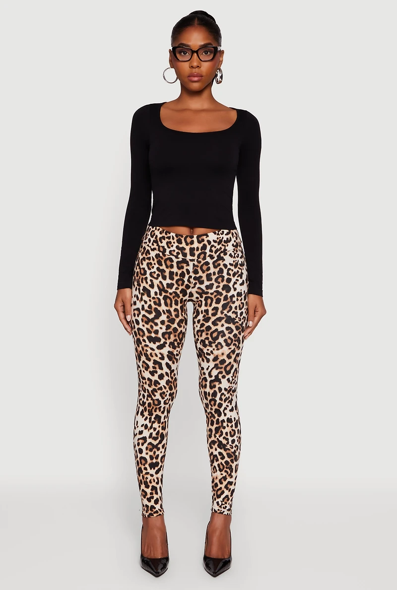 Womens Patterned Fleece Lined Leggings,